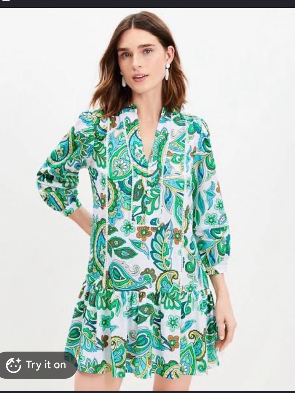 2 for $30 sale: LOFT green blue floral tunic swing dress - S